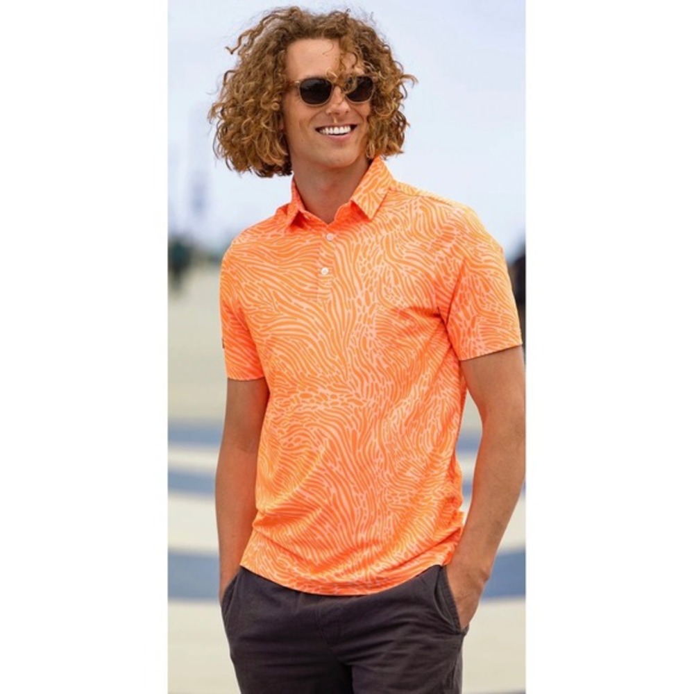 Sunday Swagger men's performance golf polo crush orange‎ 4XL stretch wicking UPF